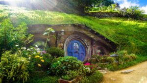 underground house covered with green grass and plants